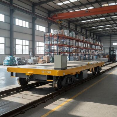 Trolley Pengiriman Listrik Bermotor Baterai 10 Ton Untuk Transportasi Gudang Industri