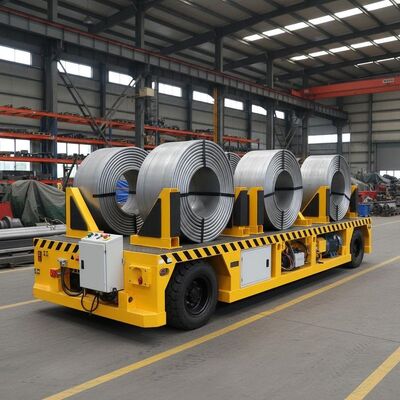 10 Ton Baterai Powered Motorized Transfer Trolley untuk Pergerakan Pipa Baja - Industrial Rail Transfer Cart